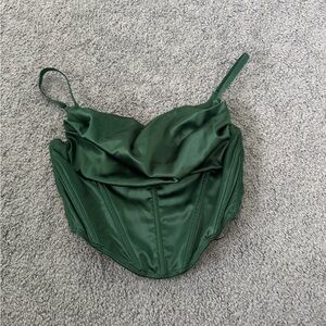Green Satin Corset Top